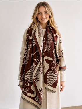 Cozy Cat Design Blanket Scarf