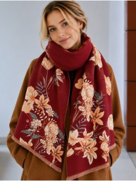 Reversible Floral Design Blanket Scarf