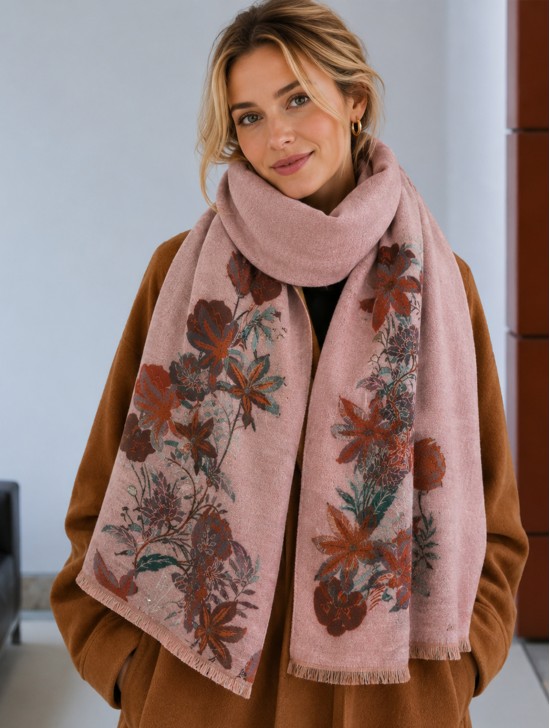Reversible Floral Design Blanket Scarf Reversible Floral Design Blanket Scarf