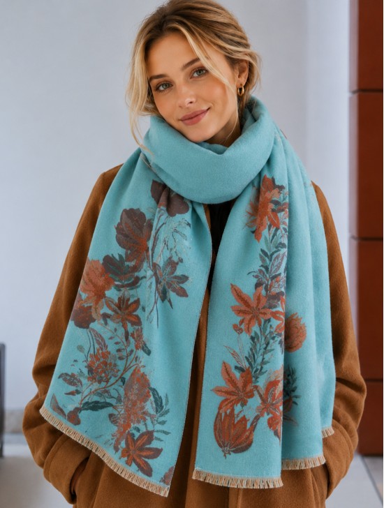 Reversible Floral Design Blanket Scarf Reversible Floral Design Blanket Scarf