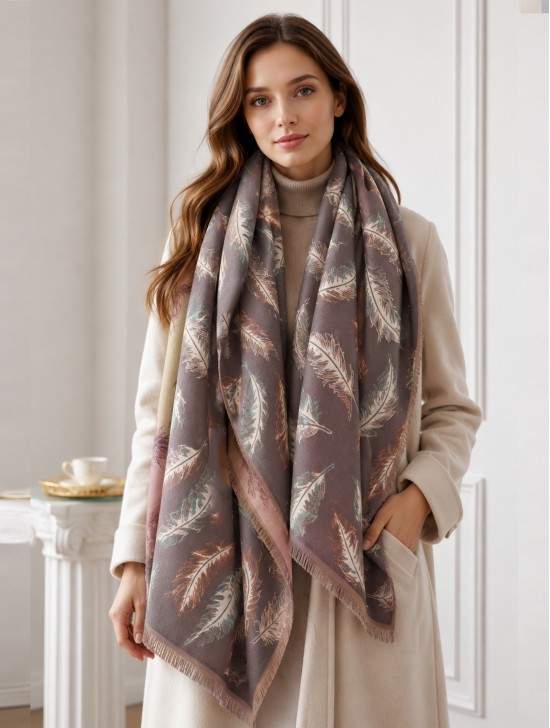 Reversible Feather Design Blanket Scarf