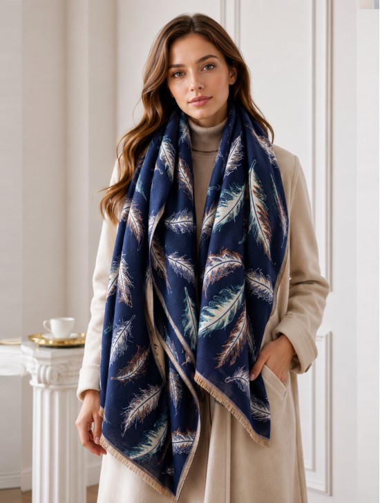 Reversible Feather Design Blanket Scarf