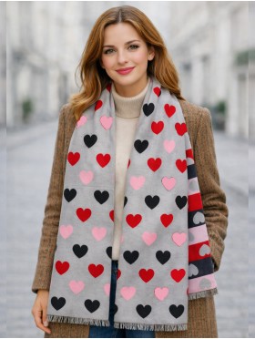 Reversible Heart Design Blanket Scarf