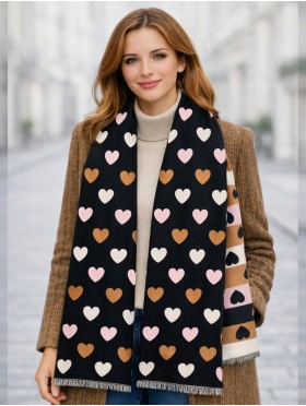 Reversible Heart Design Blanket Scarf