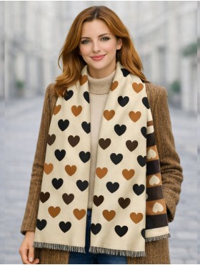 Reversible Heart Design Blanket Scarf