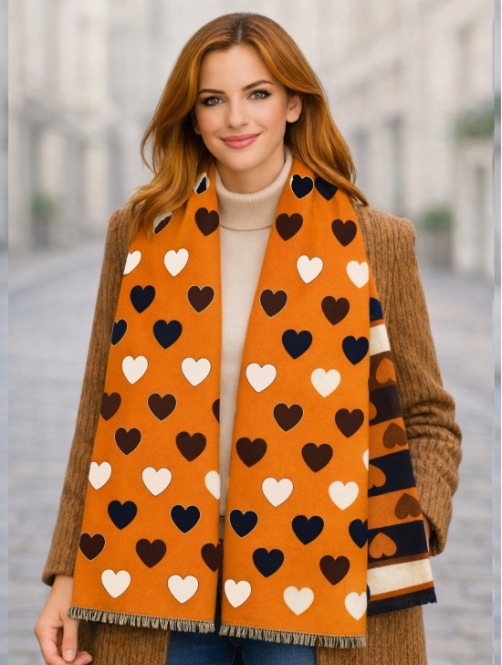 Reversible Heart Design Blanket Scarf Reversible Heart Design Blanket Scarf