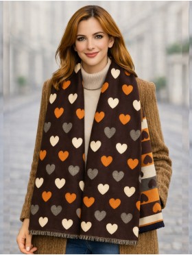 Reversible Heart Design Blanket Scarf