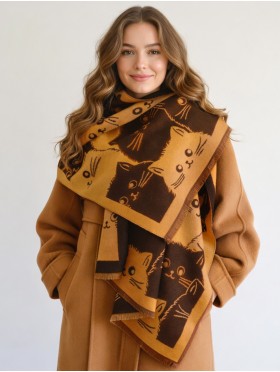 Cozy Cat Design Blanket Scarf