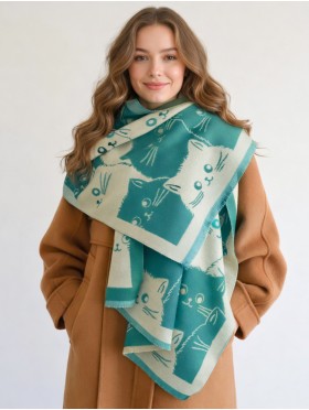 Cozy Cat Design Blanket Scarf