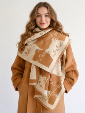 Cozy Cat Design Blanket Scarf