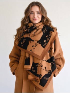 Cozy Cat Design Blanket Scarf