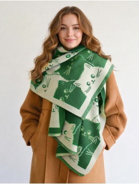 Cozy Cat Design Blanket Scarf