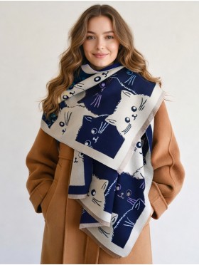 Cozy Cat Design Blanket Scarf