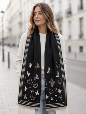 Butterfly & Hearts Design Blanket Scarf