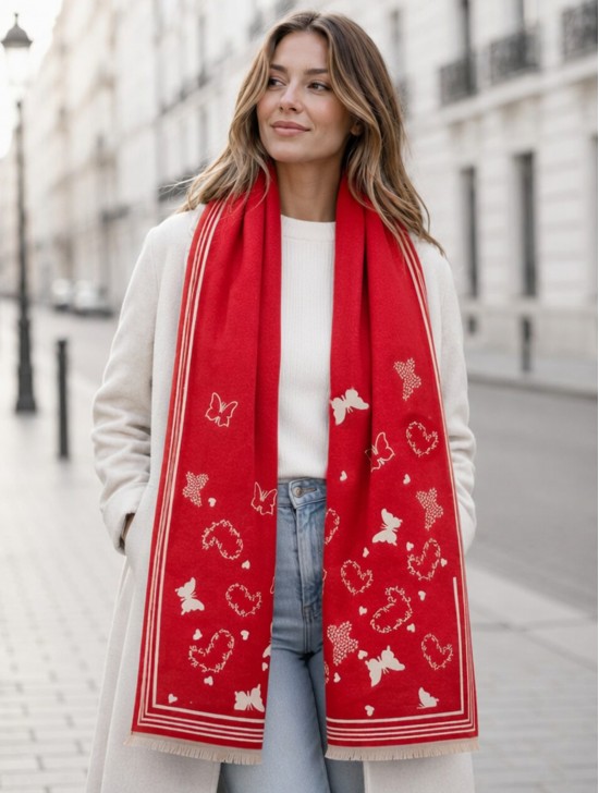 Butterfly & Hearts Design Blanket Scarf