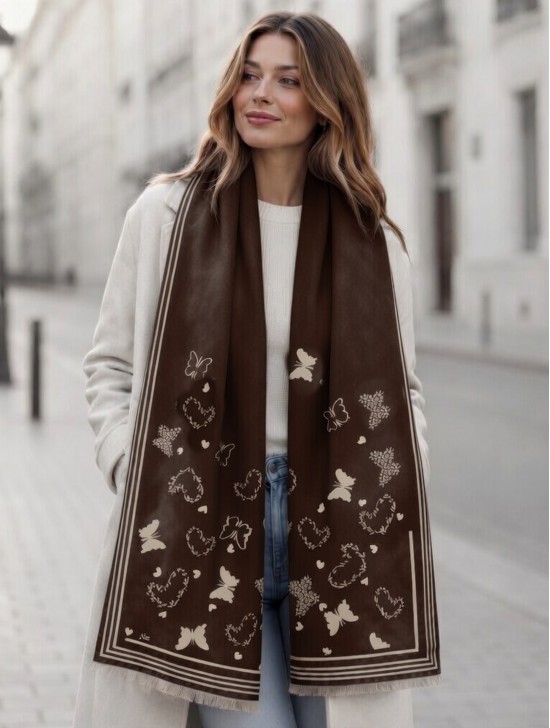 Butterfly & Hearts Design Blanket Scarf Butterfly & Hearts Design Blanket Scarf