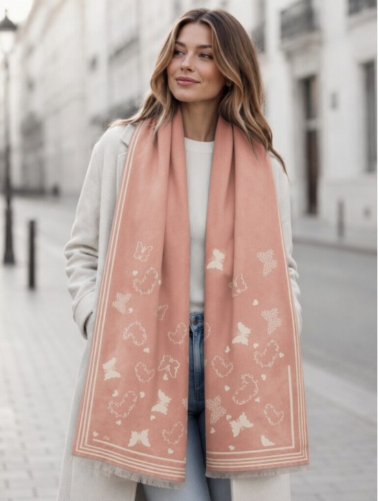 Butterfly & Hearts Design Blanket Scarf Butterfly & Hearts Design Blanket Scarf