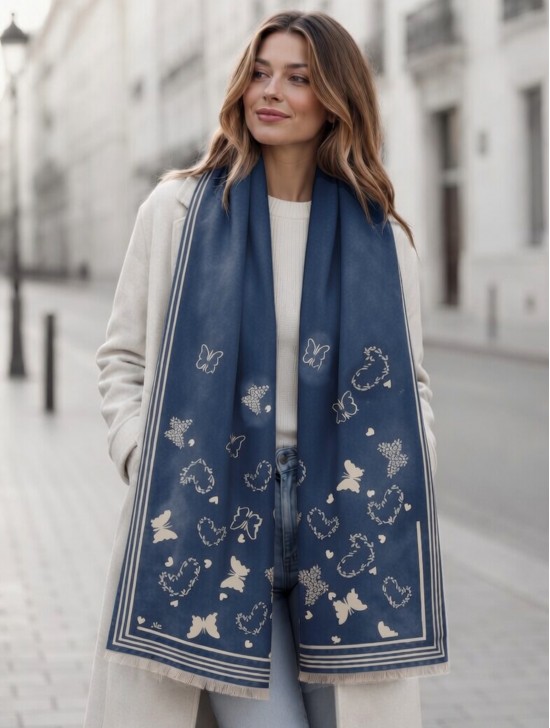 Butterfly & Hearts Design Blanket Scarf
