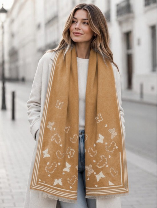 Butterfly & Hearts Design Blanket Scarf