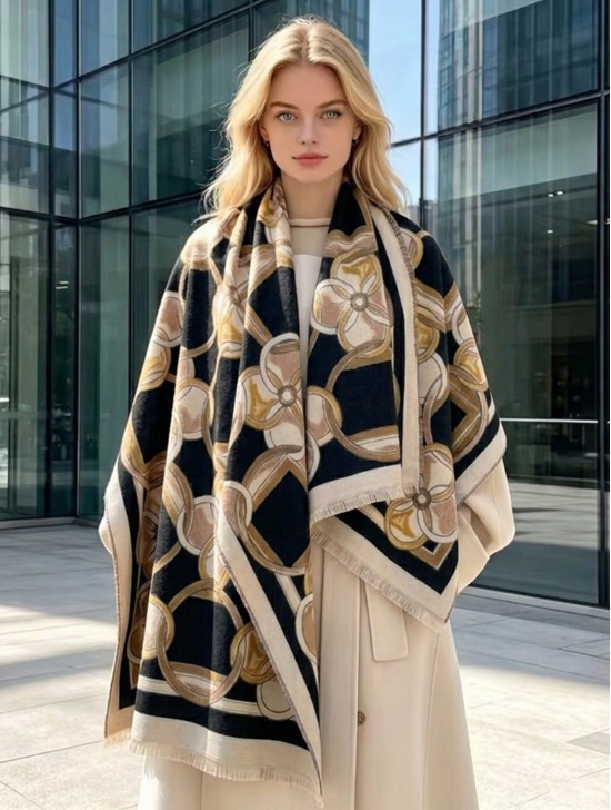 Geometric Design Blanket Scarf