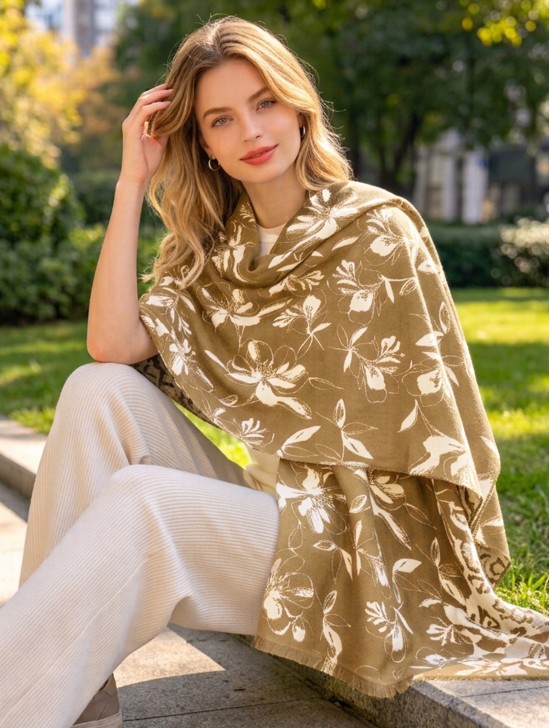 Floral Design Blanket Scarf Floral Design Blanket Scarf