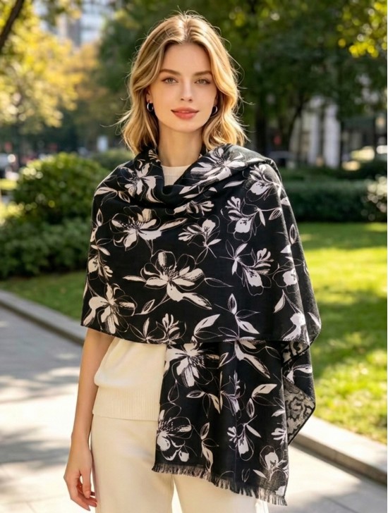 Floral Design Blanket Scarf Floral Design Blanket Scarf