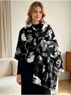 Floral Design Blanket Scarf