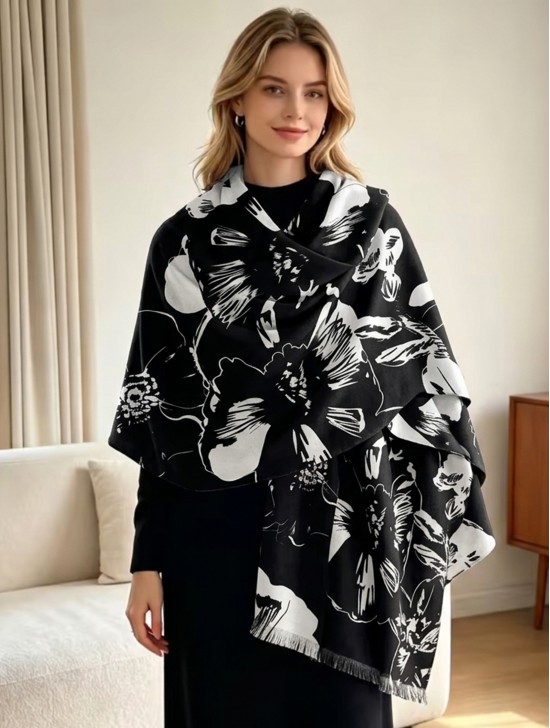 Floral Design Blanket Scarf