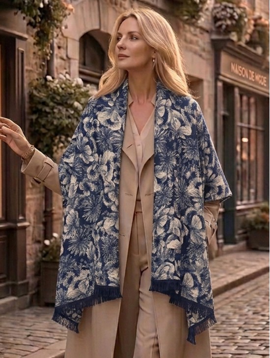 Floral Design Blanket Scarf