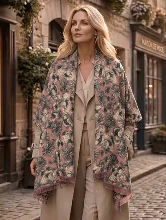 Floral Design Blanket Scarf