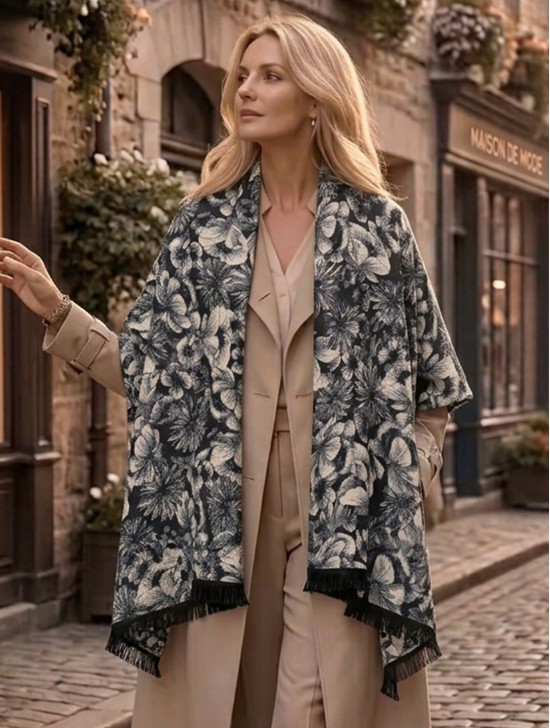 Floral Design Blanket Scarf