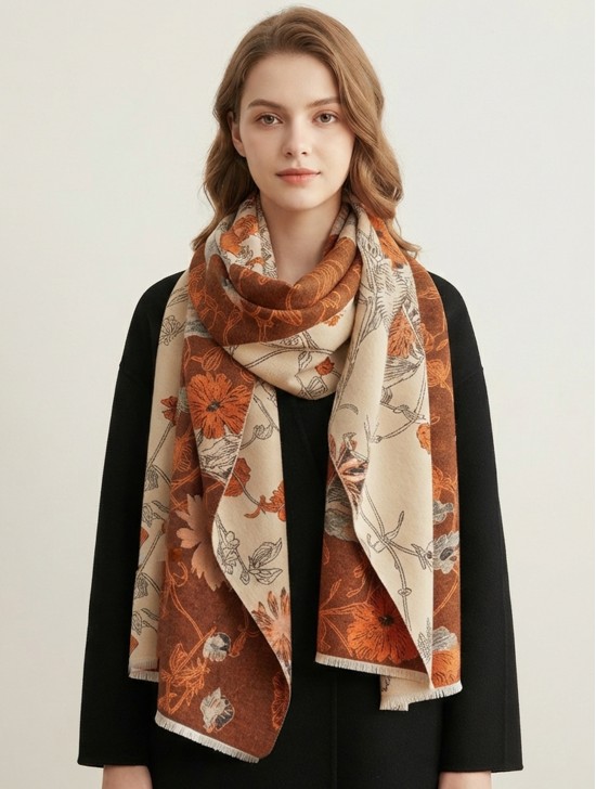 Floral Design Blanket Scarf