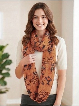 LINEN, LOOP,LARGE TIGER FACE SCARF