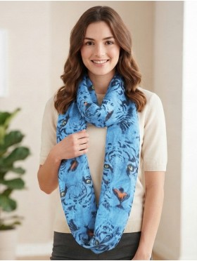 LINEN, LOOP,LARGE TIGER FACE SCARF