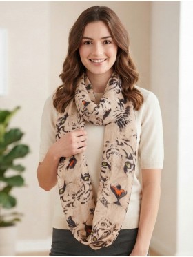 LINEN, LOOP,LARGE TIGER FACE SCARF