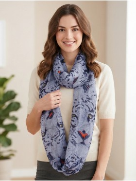 LINEN, LOOP,LARGE TIGER FACE SCARF