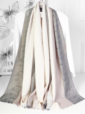 Two-Tone Cloud Print Fashion Shawl Scarf W/ Cut Tassels