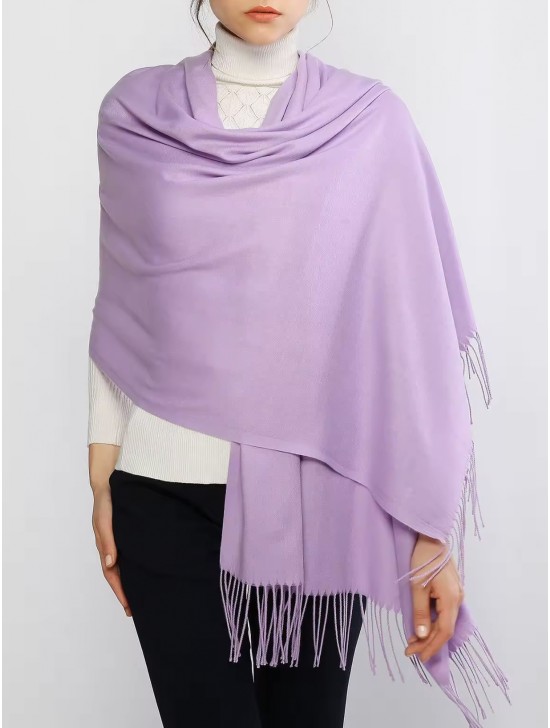 Solid Color Shawl Scarf W/ Tassels