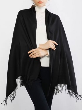 Solid Color Shawl Scarf W/ Tassels
