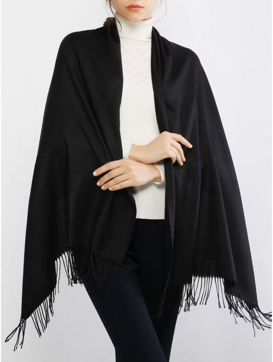 Solid Color Shawl Scarf W/ Tassels