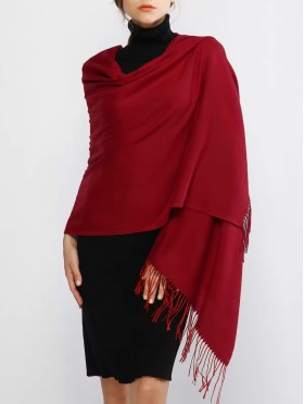 Solid Color Shawl Scarf W/ Tassels