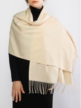Solid Color Shawl Scarf W/ Tassels