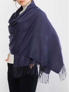 Solid Color Shawl Scarf W/ Tassels