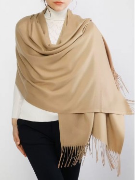 Solid Color Shawl Scarf W/ Tassels