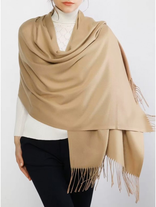 Solid Color Shawl Scarf W/ Tassels Solid Color Shawl Scarf W/ Tassels