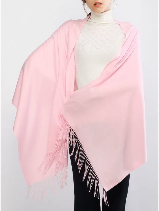 Solid Color Shawl Scarf W/ Tassels
