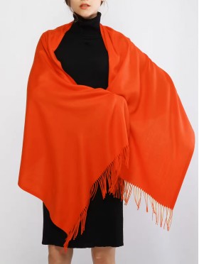 Solid Color Shawl Scarf W/ Tassels