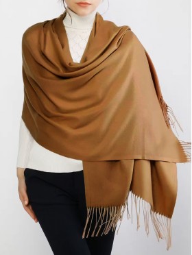 Solid Color Shawl Scarf W/ Tassels