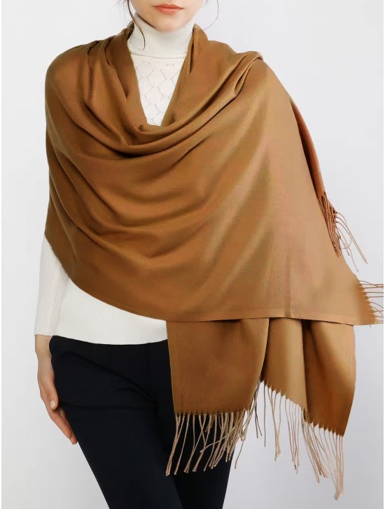 Solid Color Shawl Scarf W/ Tassels