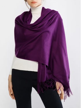 Solid Color Shawl Scarf W/ Tassels